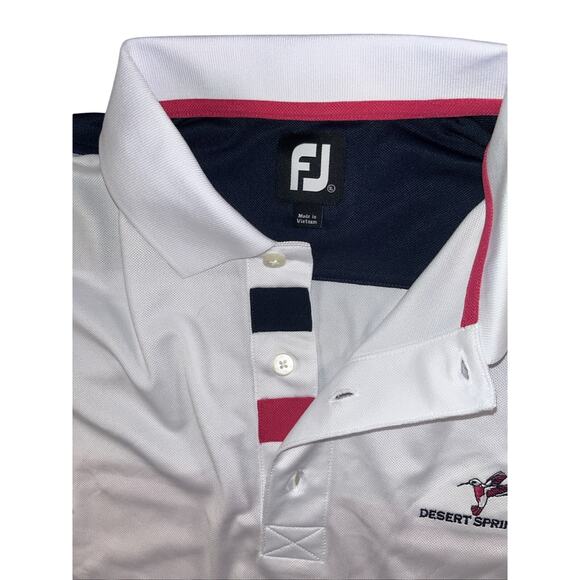 FootJoy FJ White Blue Pink striped Polo shirt Desert Springs men's XL New No Tag - Picture 2 of 8